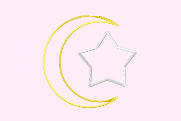 Applique Crescent Moon and Star: A Festive Embroidery