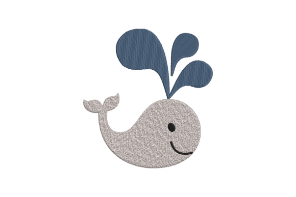 Baby Whale Embroidery Design for Boutique Apparel