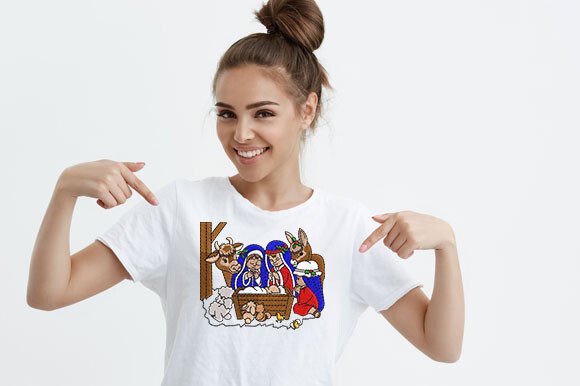 Birth of Child Jesus: A Heartwarming Embroidery Design