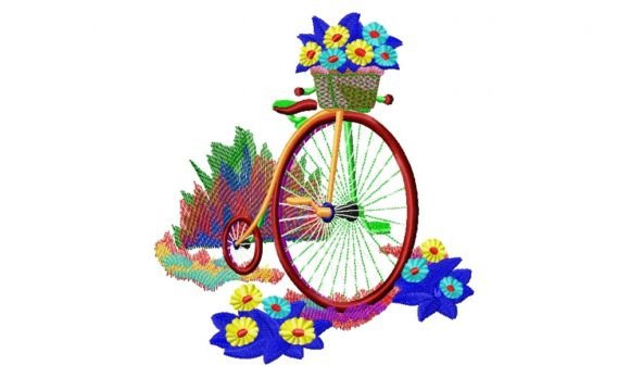 Charming Bicycle Embroidery for Apparel