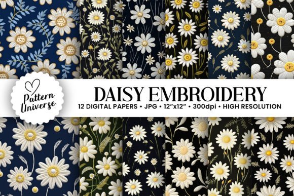 Charming Daisy Embroidery for Apparel
