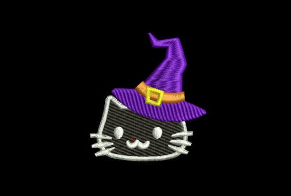 Cute Black Halloween Kitty: A Spooky-Chic Embroidery Design