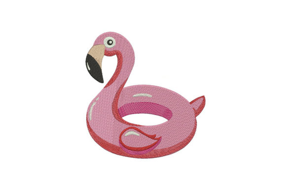 Flamingo Swimming Balloon: A Charming Embroidery Design