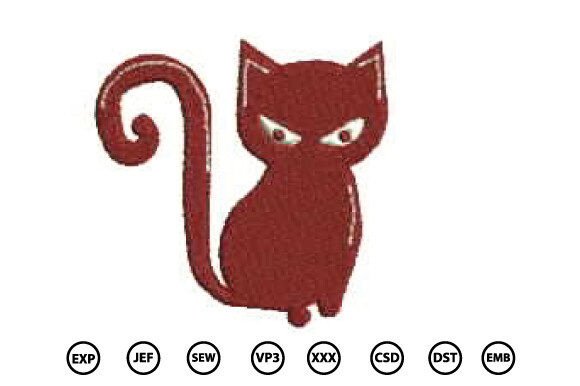 Halloween Cat Embroidery Design for Boutique Apparel Projects