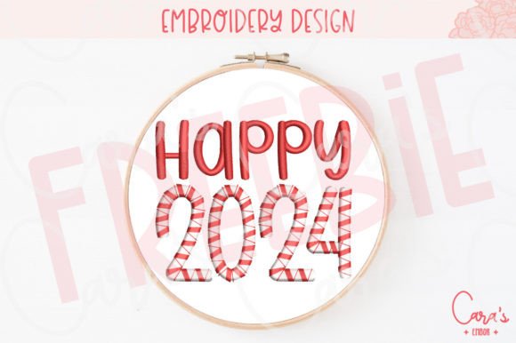 Happy 2024: A Festive and Versatile Embroidery Design