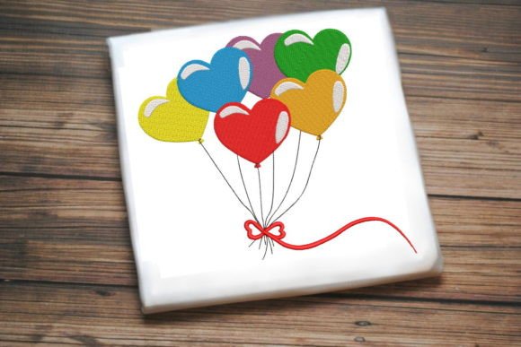 Heart Rainbow Balloons: A Festive Embroidery Delight