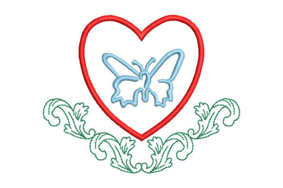 Heart with Butterfly: A Charming Embroidery Design