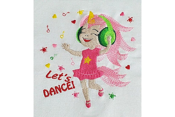 Let's Dance Unicorn Girl: A Fun Embroidery Design