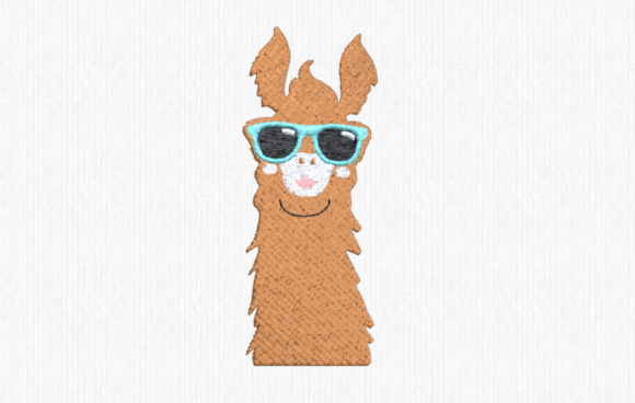 Llama with Sunglasses: A Trendy Embroidery Design