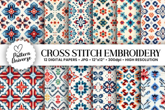 Reviewing Cross Stitch Embroidery Digital Papers for Branded Merch